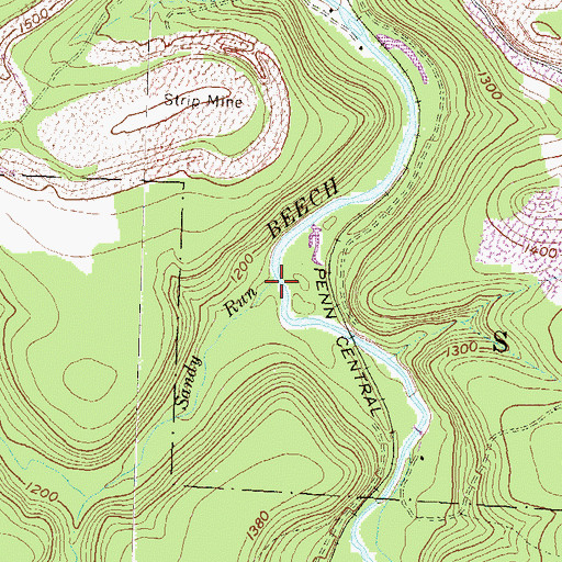 Topographic Map of Sandy Run, PA