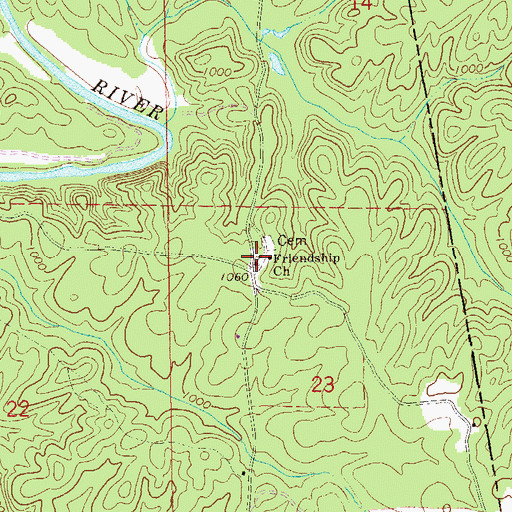 Topographic Map of Friendship Church, AL