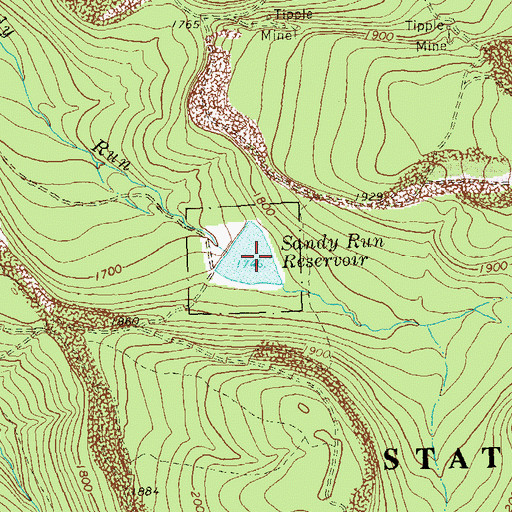 Topographic Map of Sandy Run Reservoir, PA