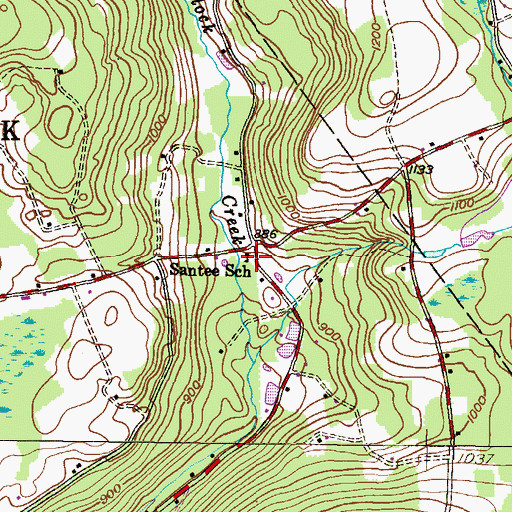 Topographic Map of Santee School, PA