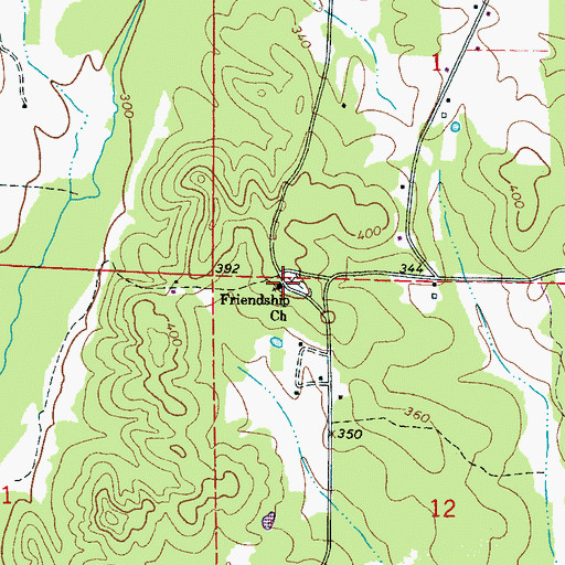 Topographic Map of Friendship Church, AL