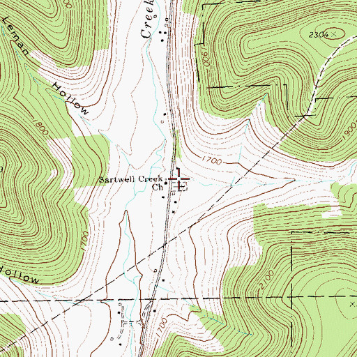 Topographic Map of Sartwell Creek Church, PA