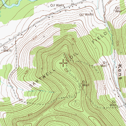 Topographic Map of Sartwell Oil Field, PA