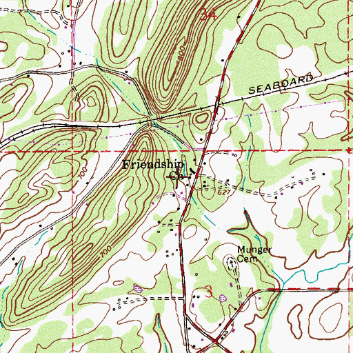 Topographic Map of Friendship Church, AL