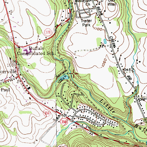 Topographic Map of Sarver Run, PA
