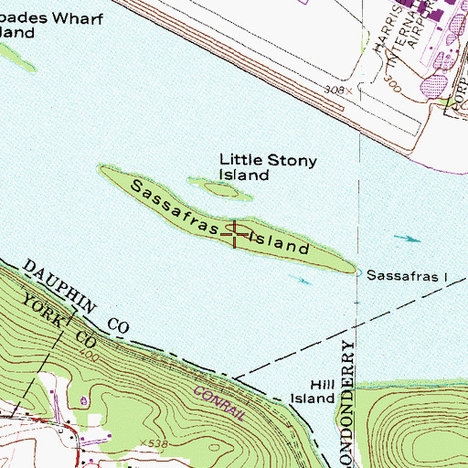 Topographic Map of Sassafras Island, PA