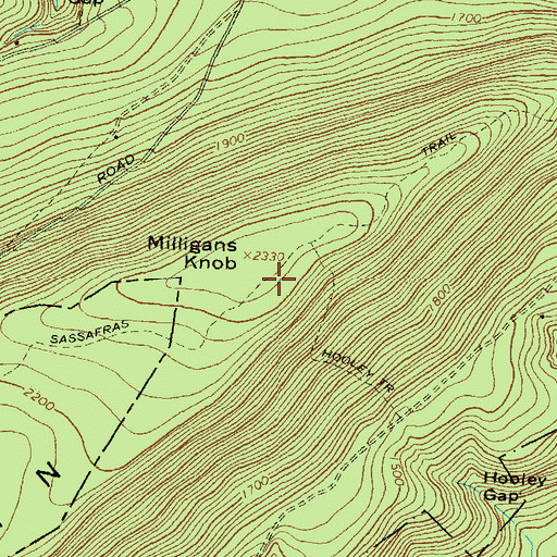 Topographic Map of Sassafras Trail, PA