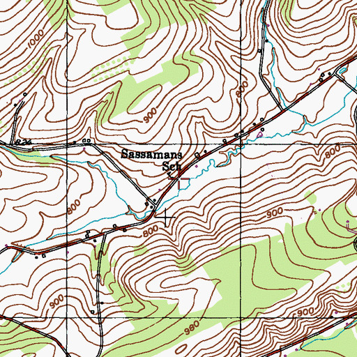 Topographic Map of Sassamans School, PA