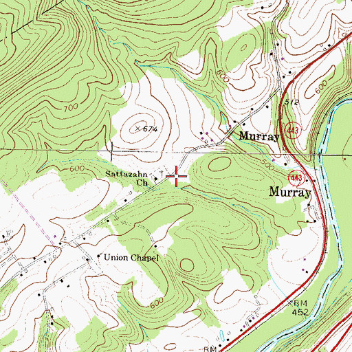 Topographic Map of Sattazahn Church, PA