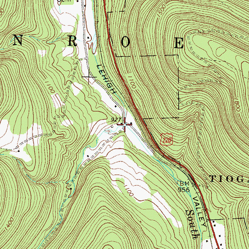 Topographic Map of Satterlee Run, PA