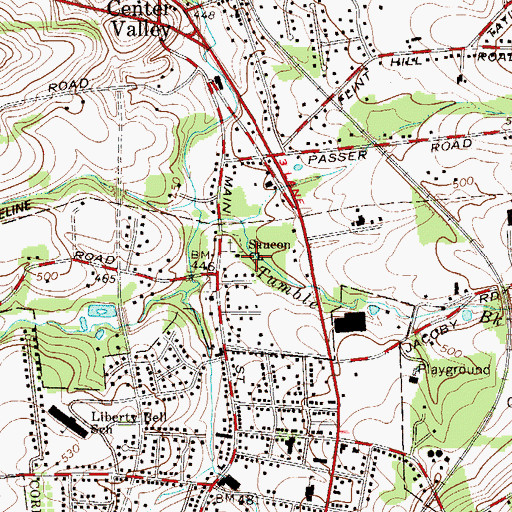 Topographic Map of Saucon Church, PA