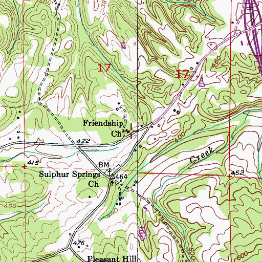 Topographic Map of Friendship Church, AL