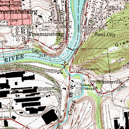 Topographic Map of Saucon Creek, PA