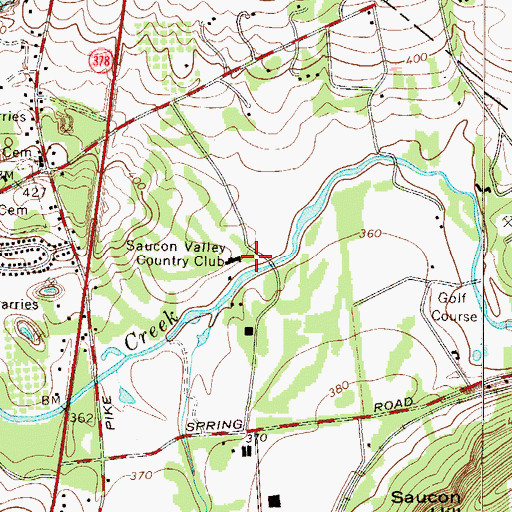 Topographic Map of Saucon Valley Country Club, PA