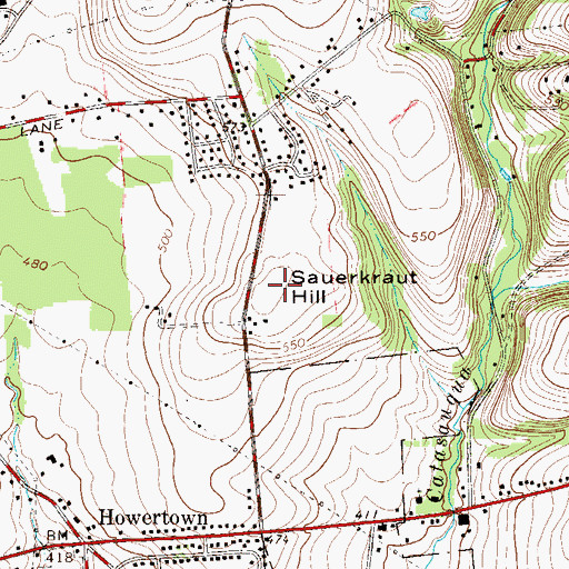 Topographic Map of Sauerkraut Hill, PA