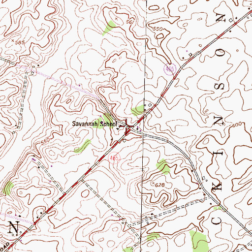 Topographic Map of Savannah School, PA