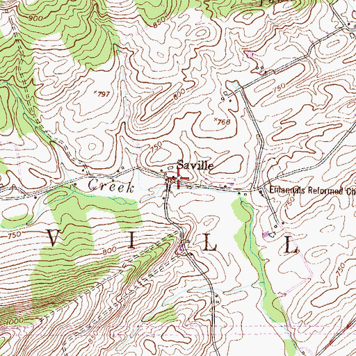 Topographic Map of Saville, PA