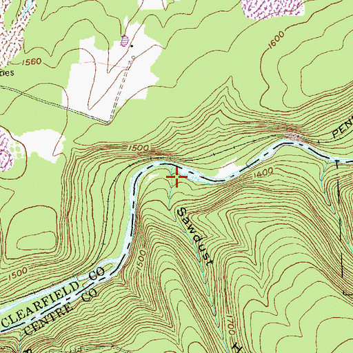 Topographic Map of Sawdust Hollow, PA