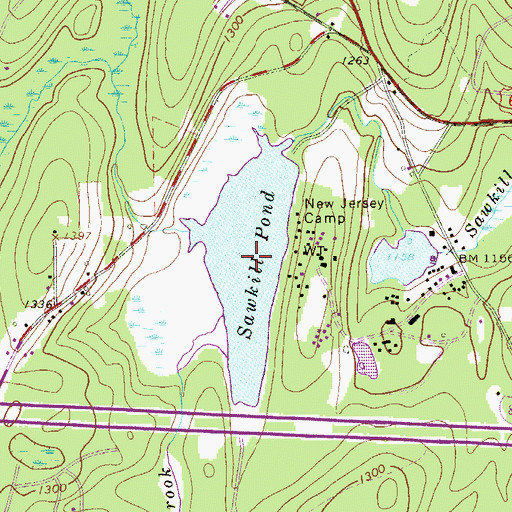 Topographic Map of Sawkill Pond, PA
