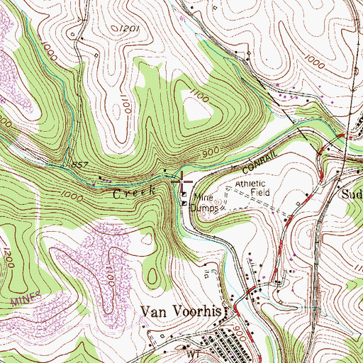 Topographic Map of Sawmill Creek, PA