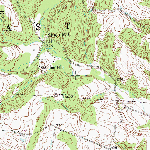 Topographic Map of Sawmill Run, PA