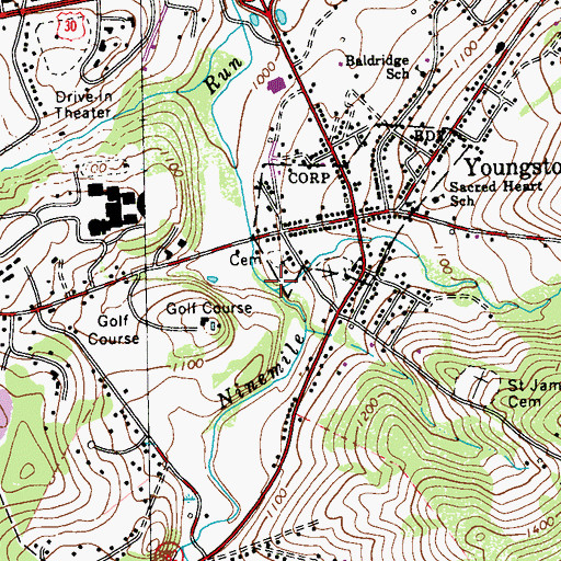 Topographic Map of Sawmill Run, PA