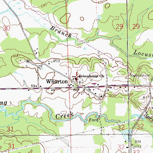 Topographic Map of Friendship Baptist Church, AL