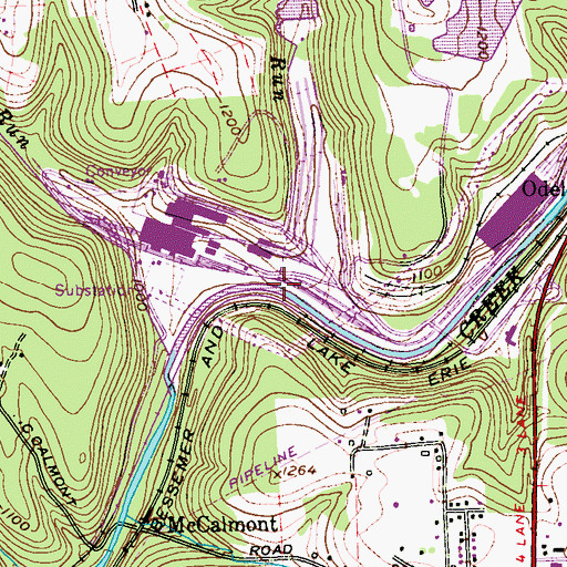 Topographic Map of Sawmill Run, PA
