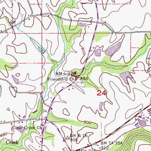 Topographic Map of Friendship Baptist Church, AL