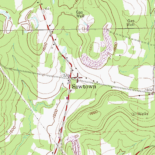Topographic Map of Sawtown, PA