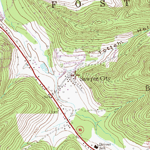 Topographic Map of Sawyer City, PA