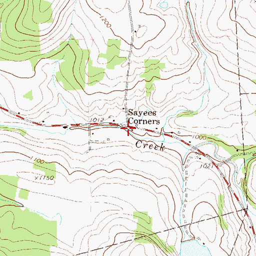 Topographic Map of Sayees Corners, PA