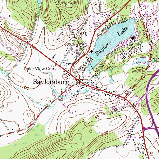 Topographic Map of Saylorsburg, PA