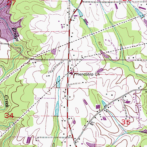 Topographic Map of Friendship Baptist Church, AL