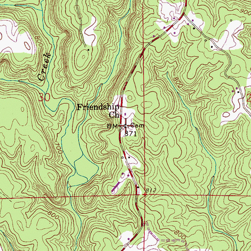Topographic Map of Friendship Church, AL