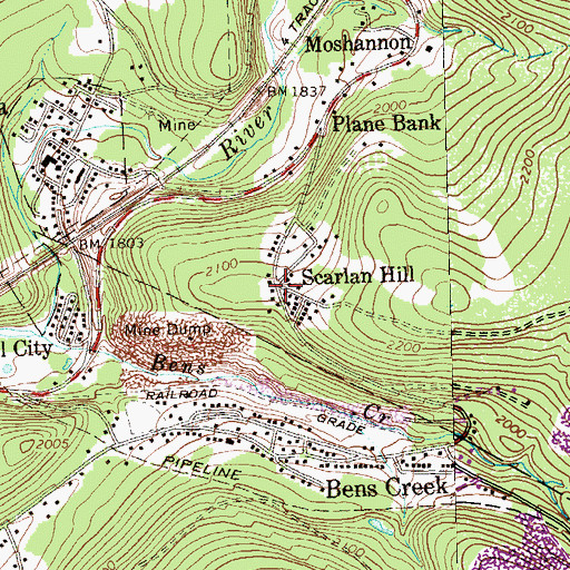 Topographic Map of Scarlan Hill, PA