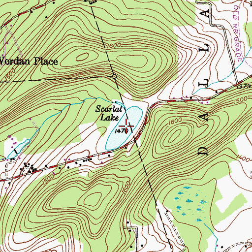 Topographic Map of Scarlat Lake, PA