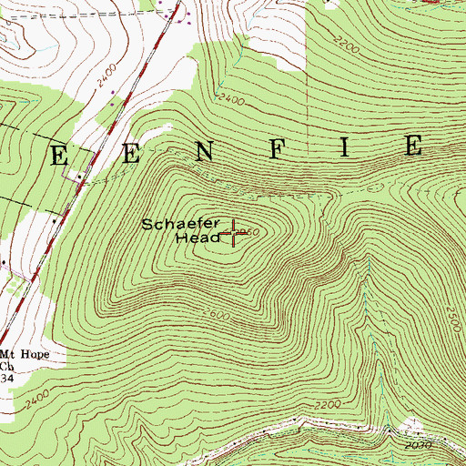 Topographic Map of Schaefer Head, PA