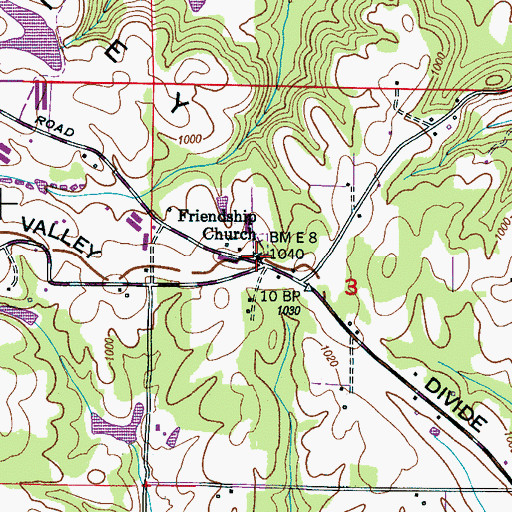 Topographic Map of Friendship Independent Methodist Church, AL