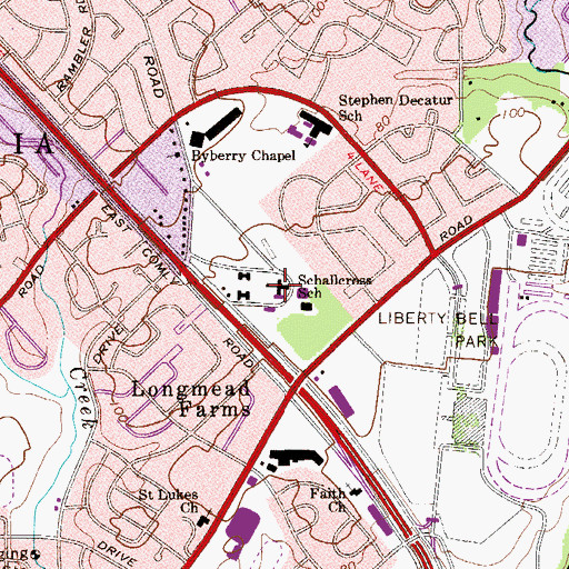 Topographic Map of Schallcross School, PA