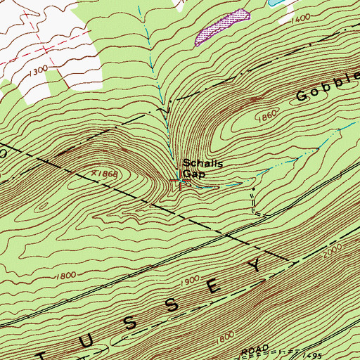 Topographic Map of Schalls Gap, PA