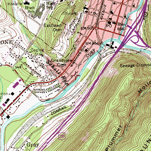 Topographic Map of Schell Run, PA