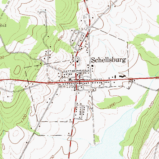 Topographic Map of Schellsburg, PA