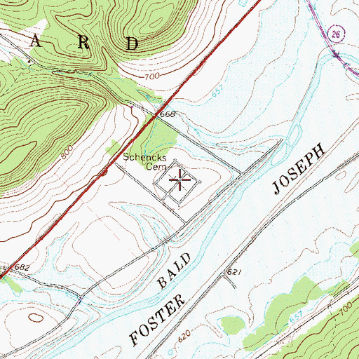 Topographic Map of Schencks Cemetery, PA