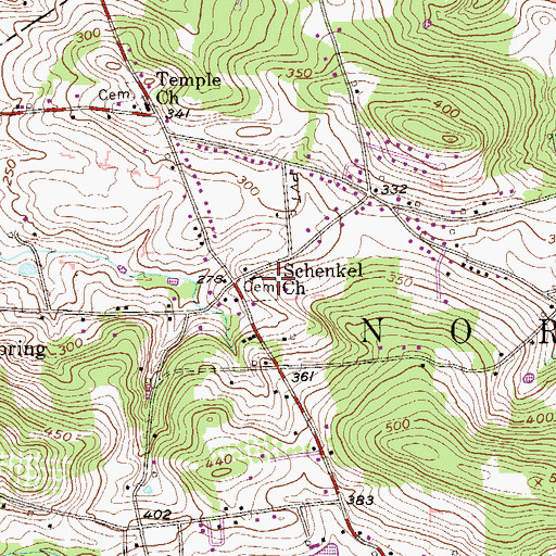Topographic Map of Shenkel United Church of Christ, PA