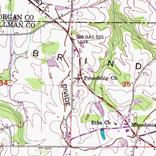 Topographic Map of Friendship Church, AL
