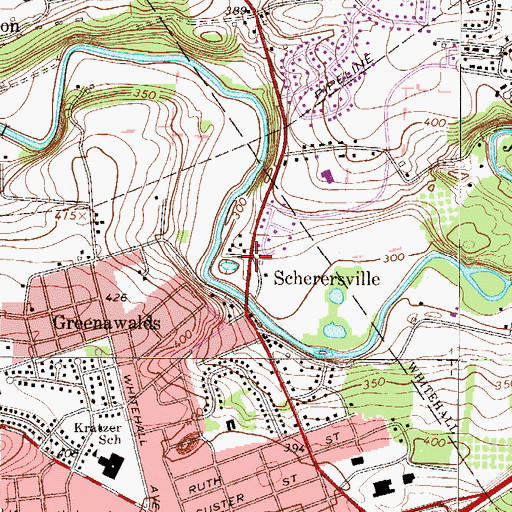 Topographic Map of Scherersville, PA