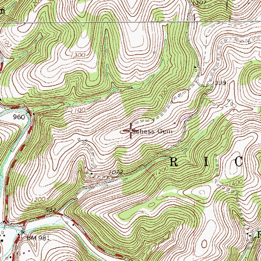 Topographic Map of Schess Cemetery, PA
