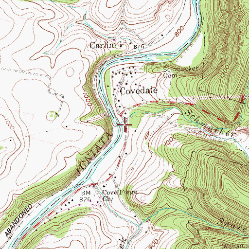 Topographic Map of Schmucker Run, PA