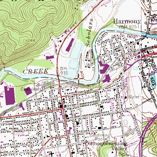 Topographic Map of Scholars Run, PA